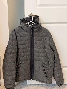 Lucky Brand Men’s Hooded Puffer Jacket | Size M | Heather Gray